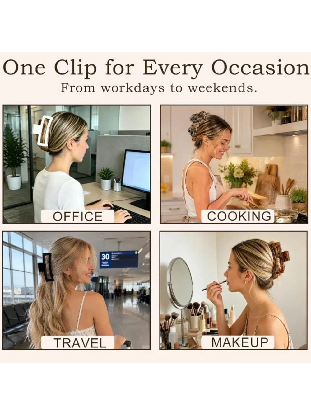 5-Inch XL Jumbo Claw Clips - 4-Pack Oversized Hair Accessories for Women